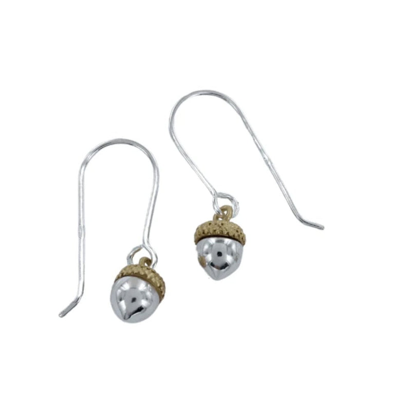 Sterling Silver and 18ct Gold Plated Acorn Drop Earrings