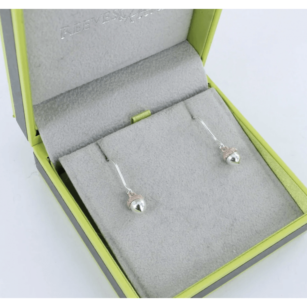 Sterling Silver and 18ct Gold Plated Acorn Drop Earrings