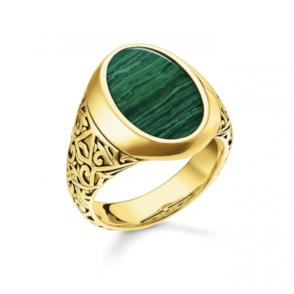 Silver Signet Ring Green-Gold