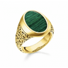 Silver Signet Ring Green-Gold