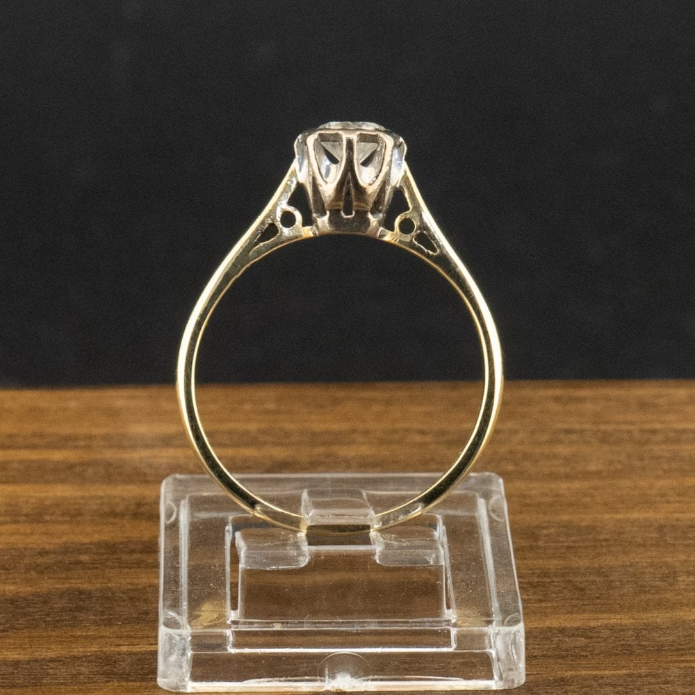 18ct Yellow Gold 0.36ct Diamond Solitaire Ring Size M 1/2 3.1g