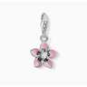 Pink Flower Charm Pendant Silver