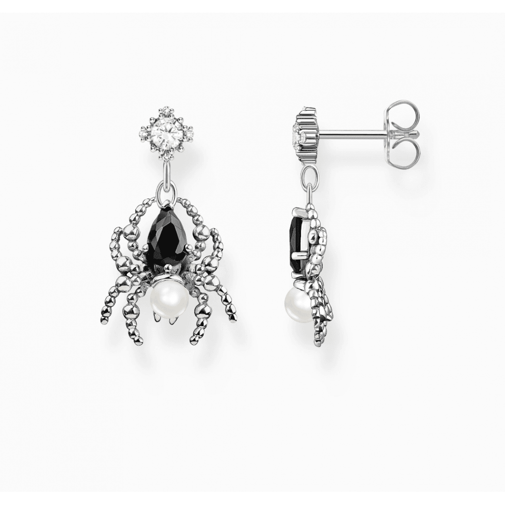 Silver Earrings Spider Romance