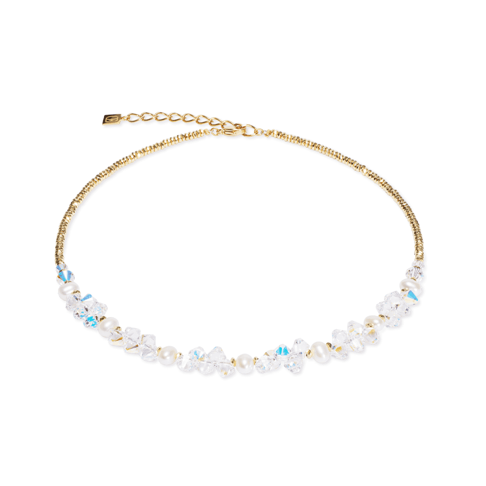 Necklace Dancing Crystals & Pearls Gold