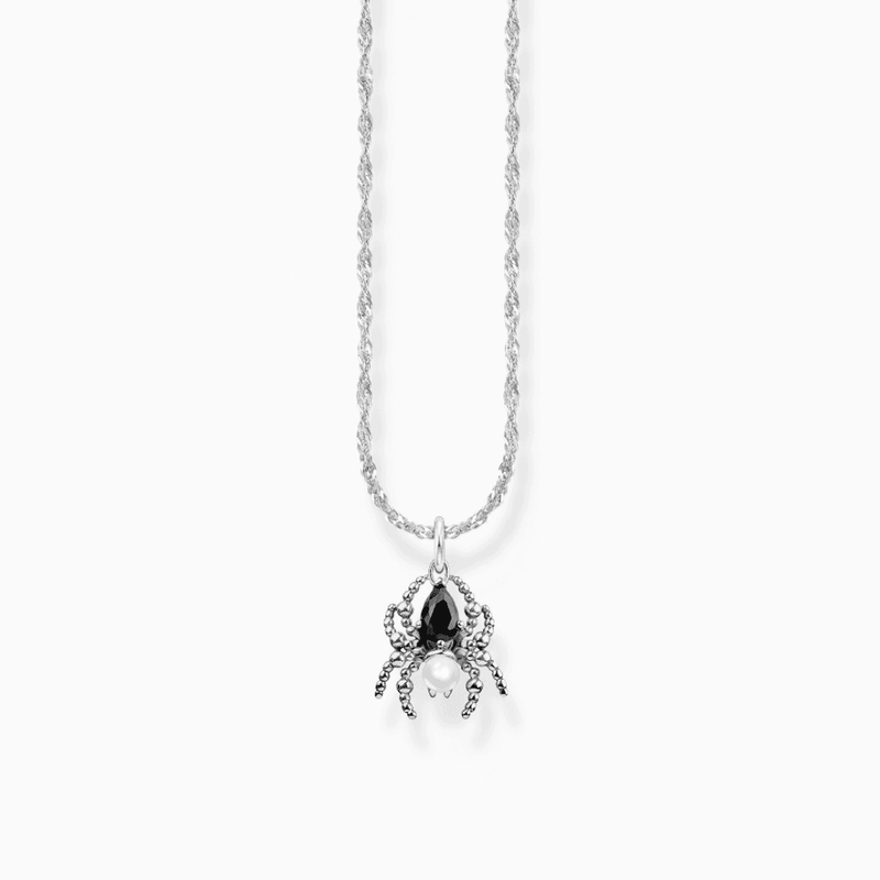 Silver Necklace Romance with Spider Pendant