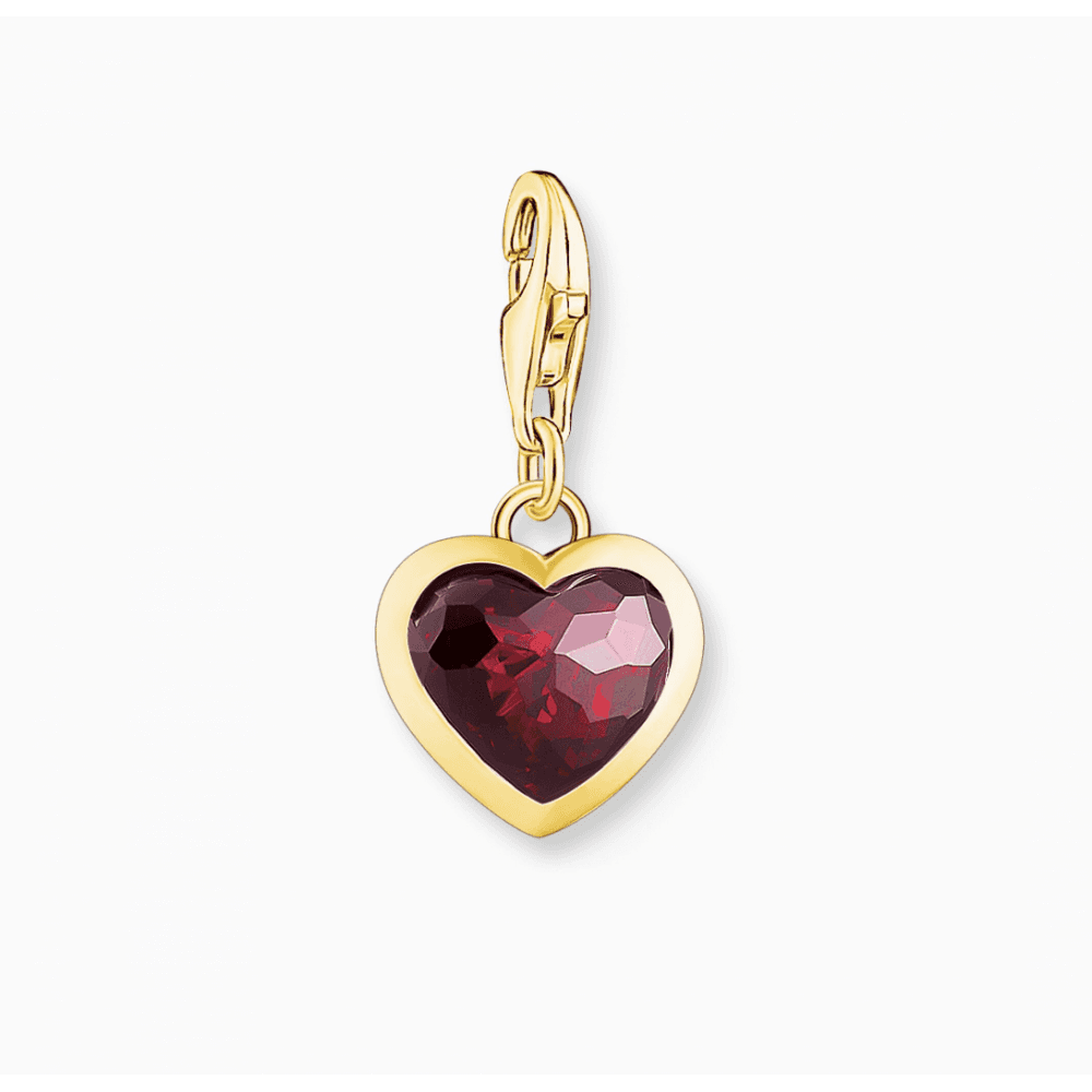 Gold-Plated Red Heart Charm Pendant