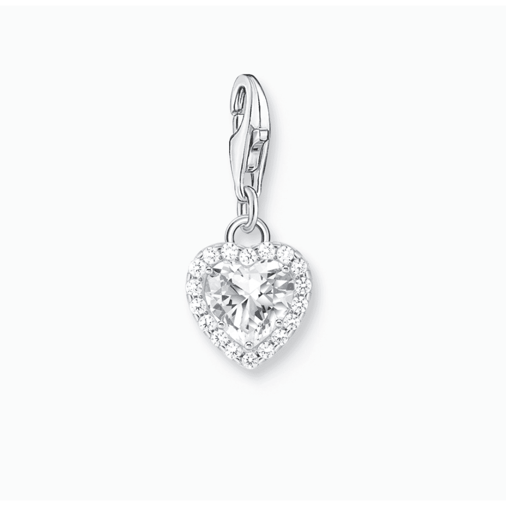 Silver White Heart Charm Pendant