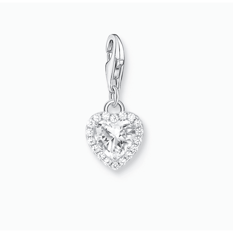 Silver White Heart Charm Pendant
