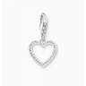 Silver Heart Charm Pendant with White Stones