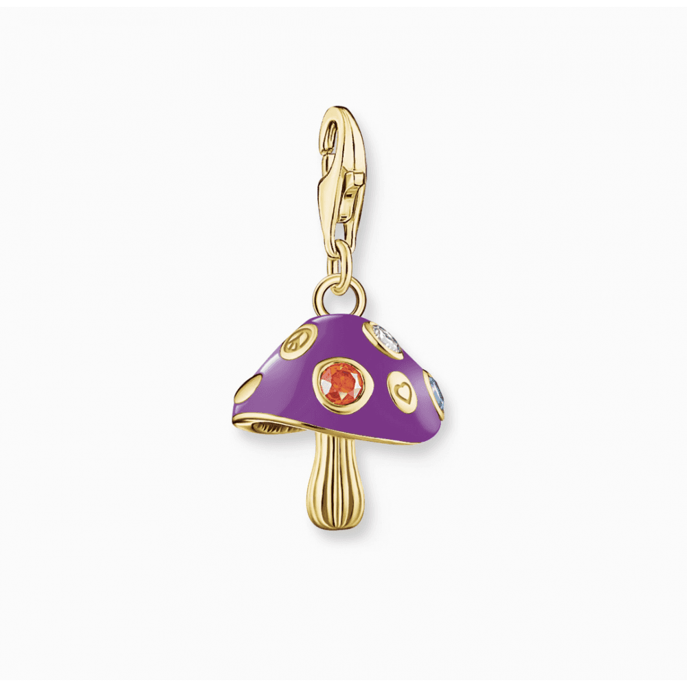 Gold-Plated Charm Pendant Colourful Fly Agaric