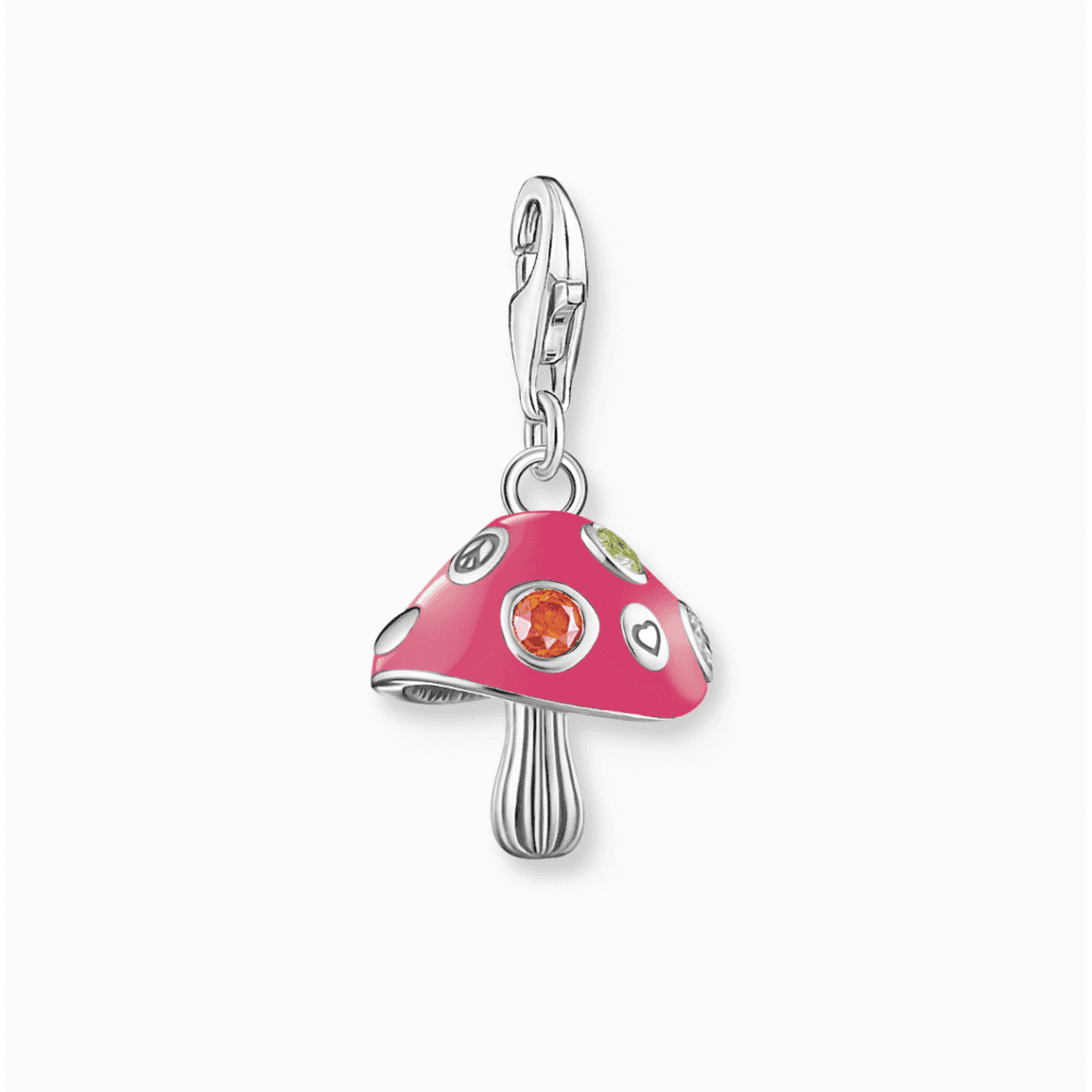 Silver Charm Pendant Colourful Fly Agaric
