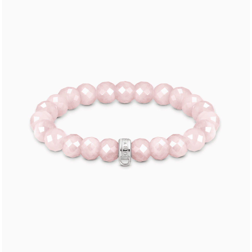 Charm Bracelet with Oval Rose Quartz Beads
