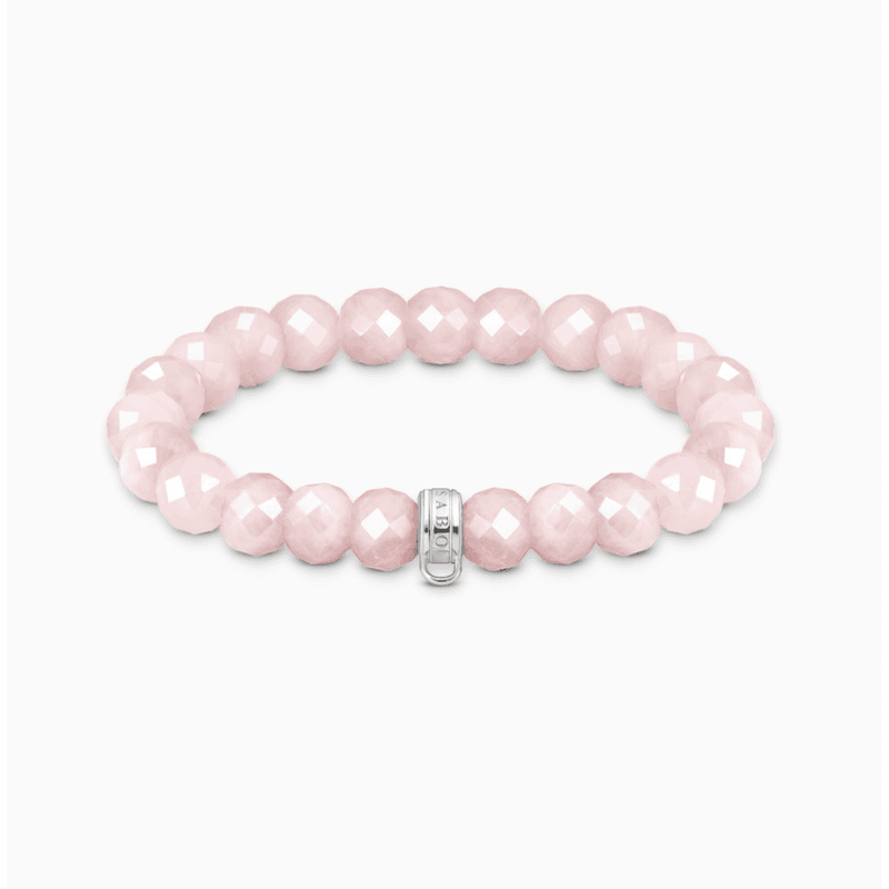 Charm Bracelet with Oval Rose Quartz Beads