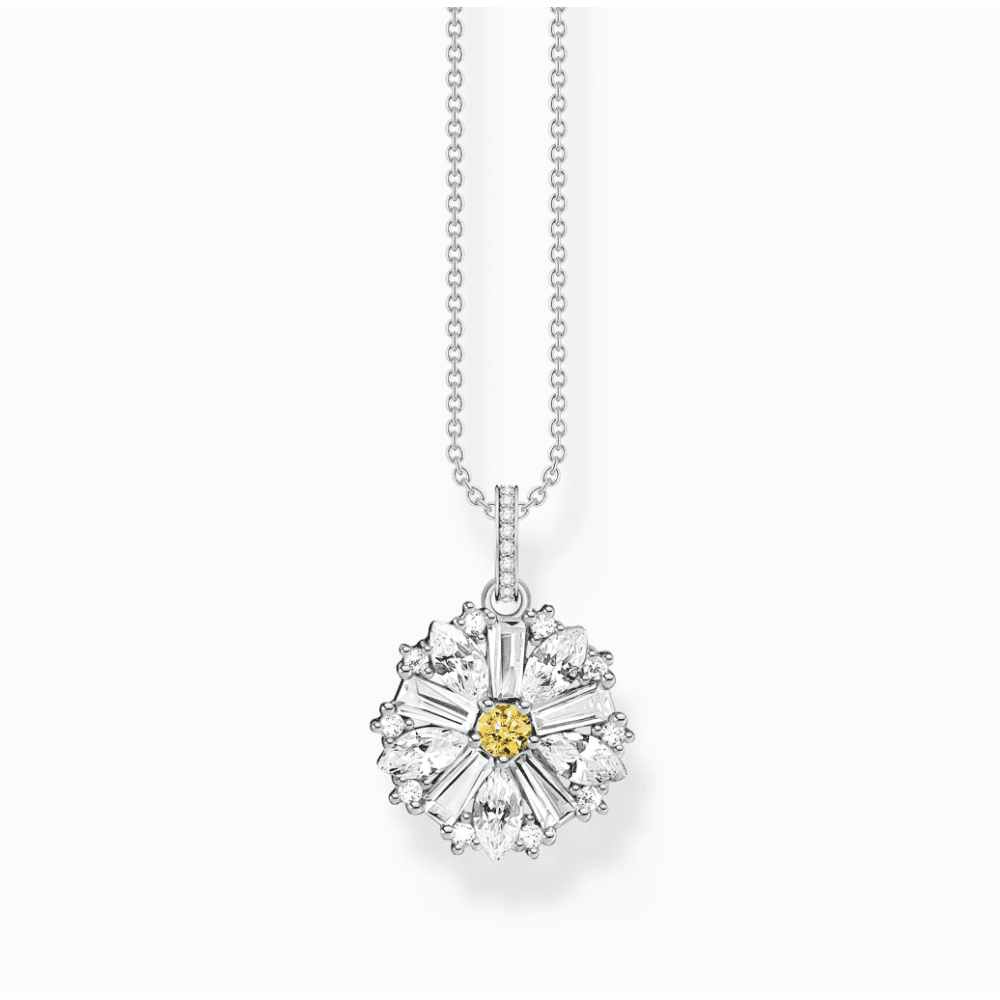 Silver Flower Necklace with Pendant Lovely Daisy