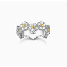 Silver Flower Ring Lovely Daisy with Stones