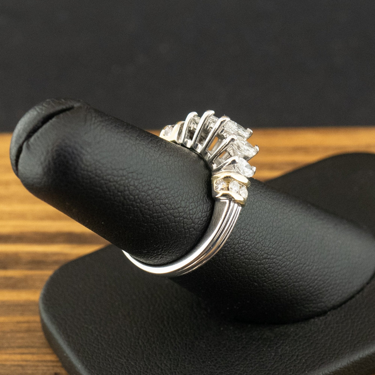 14ct White Gold Marquise Cut Diamond Cluster Ring Size L 1/2 3.9g