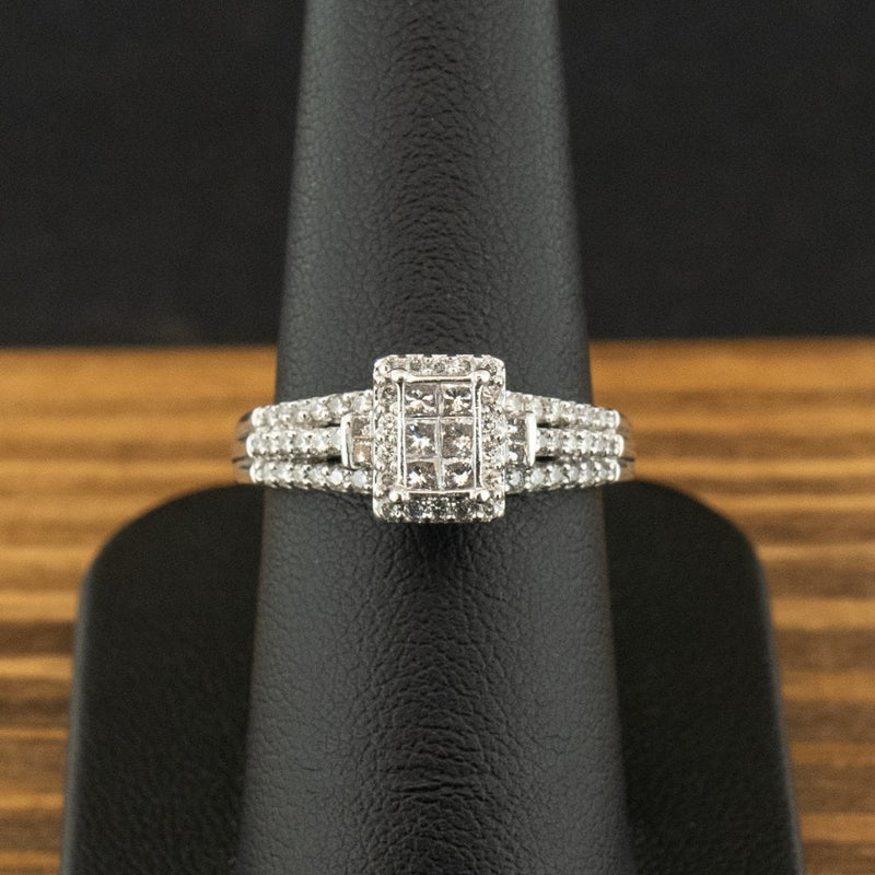18ct White Gold 0.50ct Diamond Cluster Ring Size N 1/2 5.4g