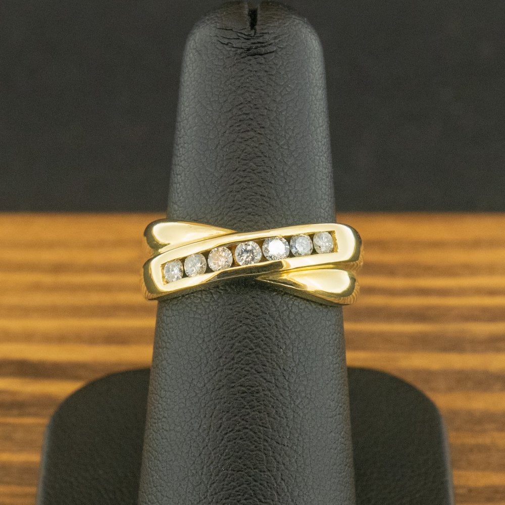 18ct Yellow Gold 0.33ct Diamond Crossover Ring Size K 1/2 4.6g