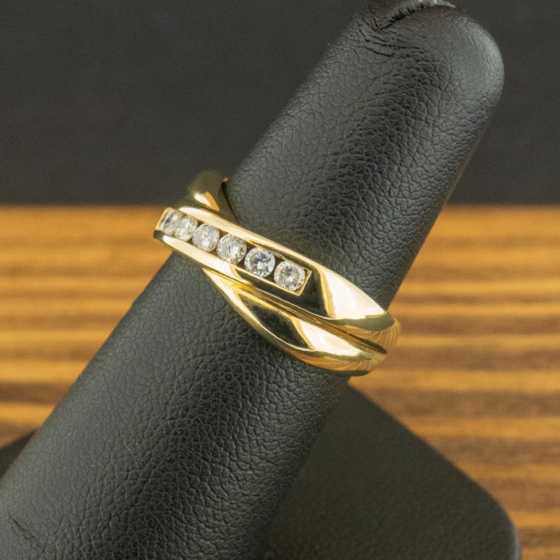 18ct Yellow Gold 0.33ct Diamond Crossover Ring Size K 1/2 4.6g