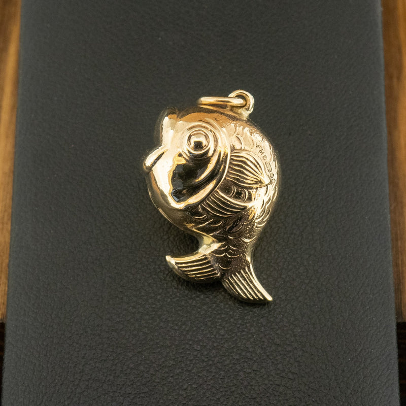9ct Yellow Gold Fish Pendant Charm 1.9g