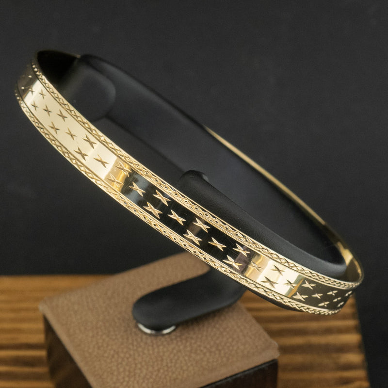 9ct Yellow Gold Patterned Arm Cuff / Bangle 16.2g
