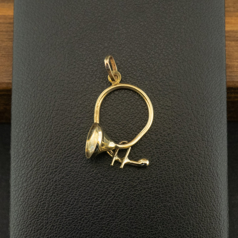 9ct Yellow Gold French Horn Charm 0.9g