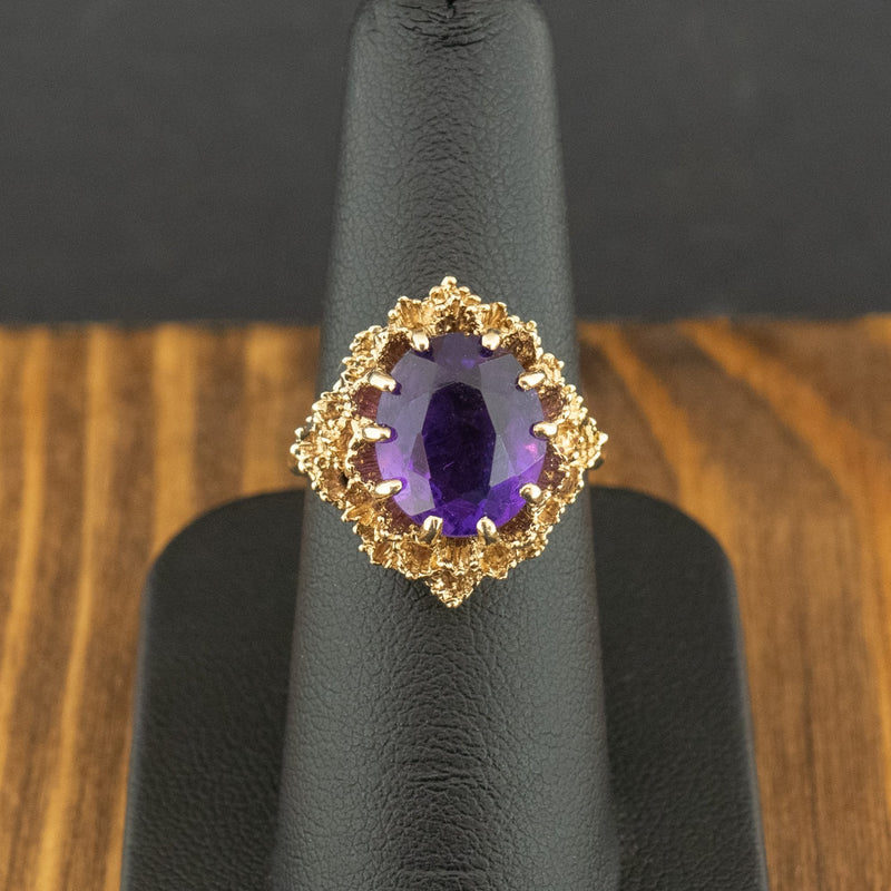 9ct Yellow Gold Amethyst Ring Size N 5.5g