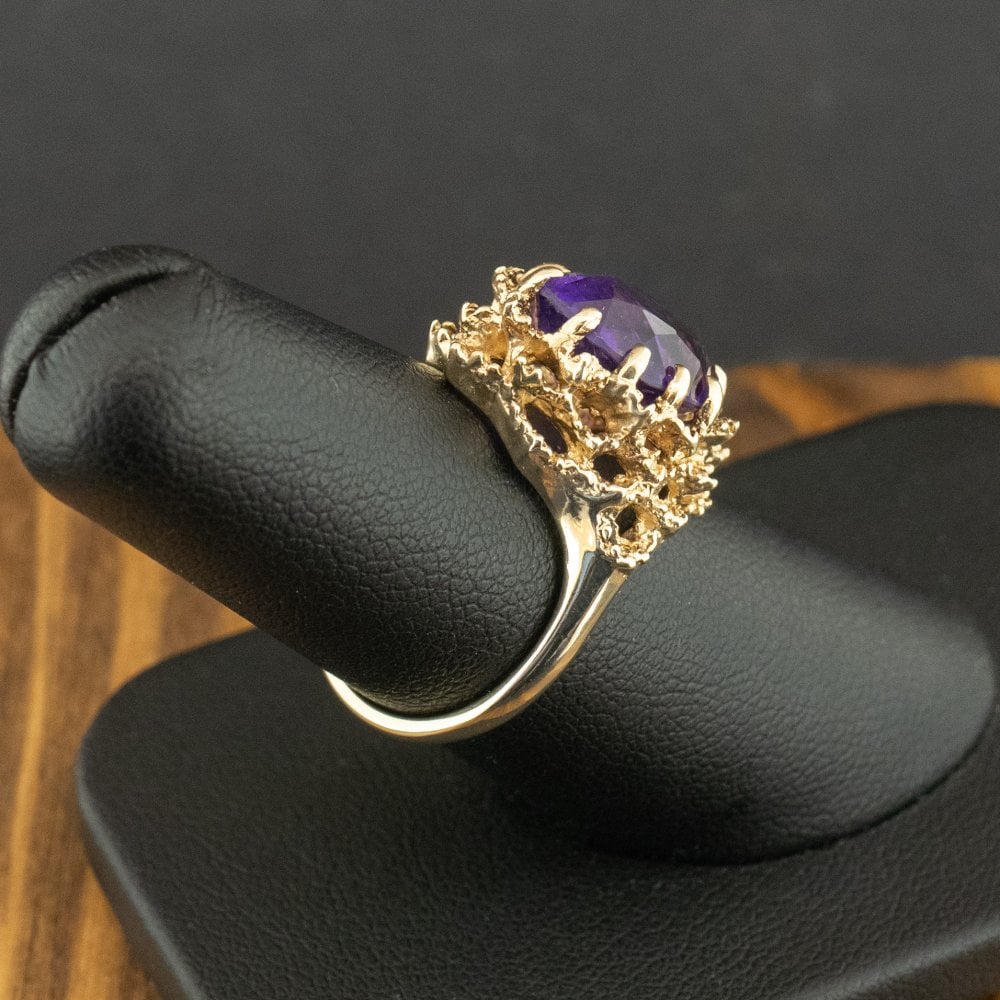 9ct Yellow Gold Amethyst Ring Size N 5.5g