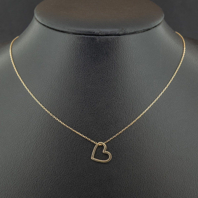 9ct Yellow Gold 16-18 Inch Heart Necklace 0.8g