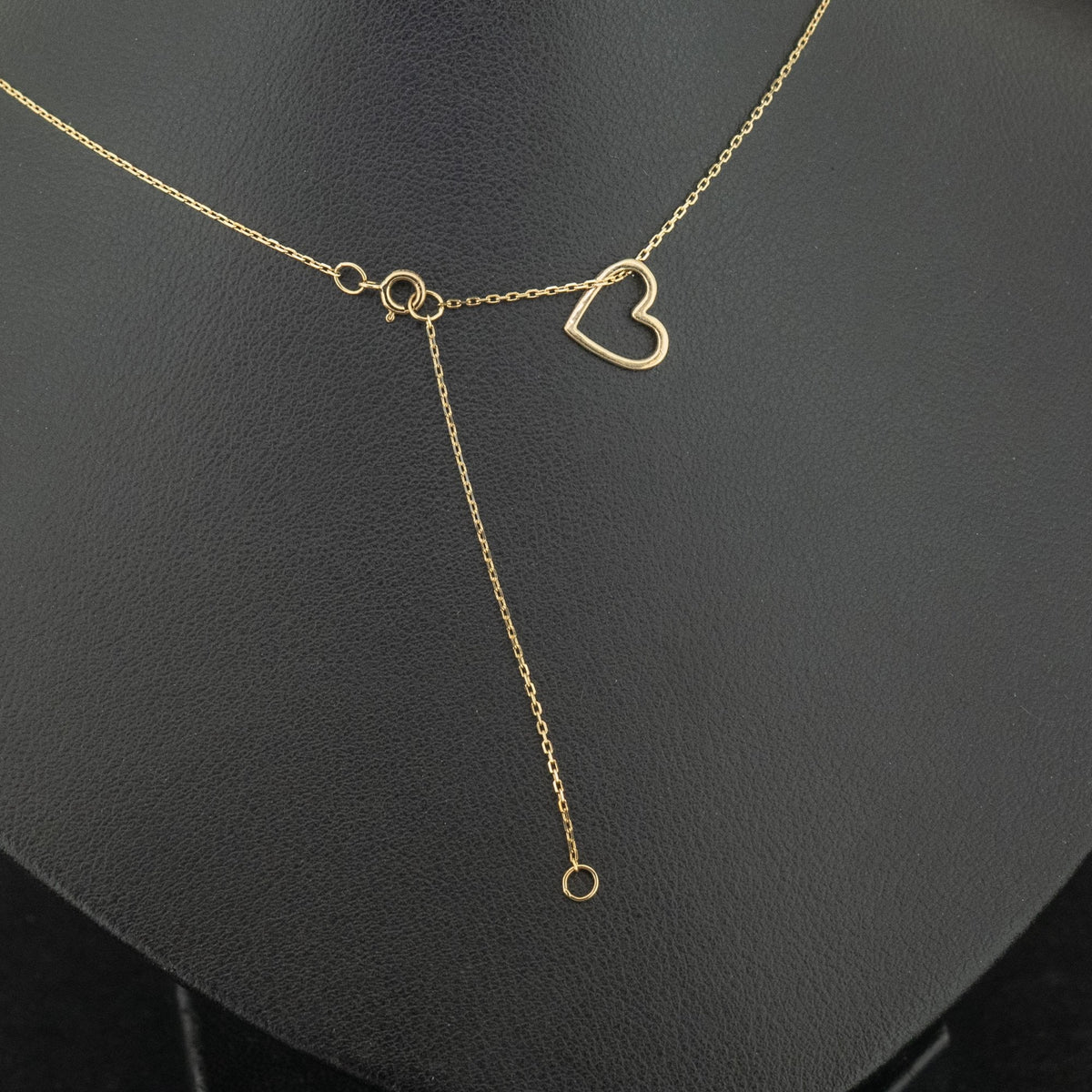 9ct Yellow Gold 16-18 Inch Heart Necklace 0.8g