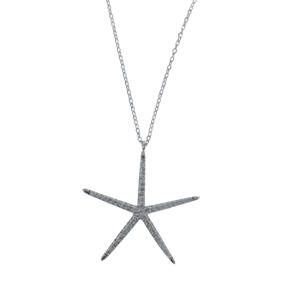 Sterling Silver Sparkling Starfish Necklace