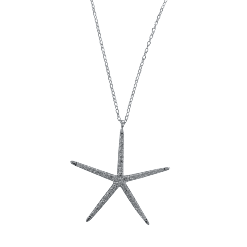 Sterling Silver Sparkling Starfish Necklace