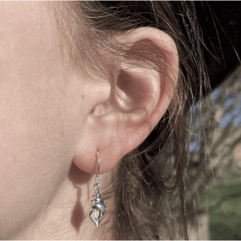 Sterling Silver Conch Shell Drop Earrings