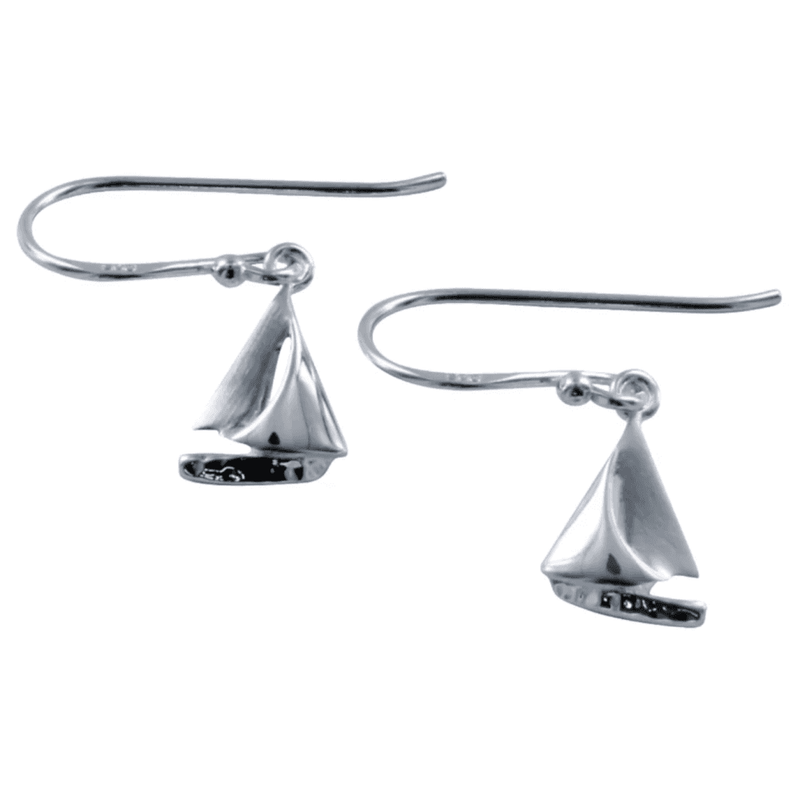 Sterling Silver Sail Boat Drop Earrings