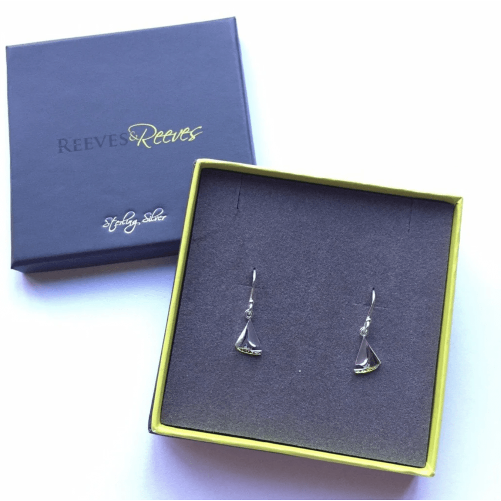 Sterling Silver Sail Boat Drop Earrings