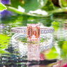 18ct Two Tone Gold 2ct Emerald Cut Pink Lab Diamond Solitaire Ring