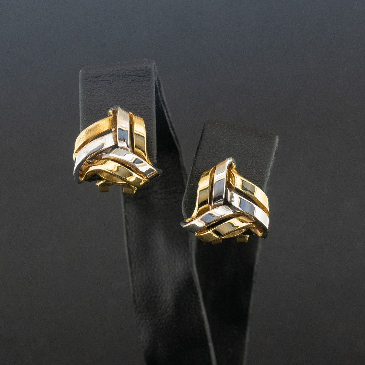 18ct Yellow & White Gold Clip On Stud Earrings 4.9g