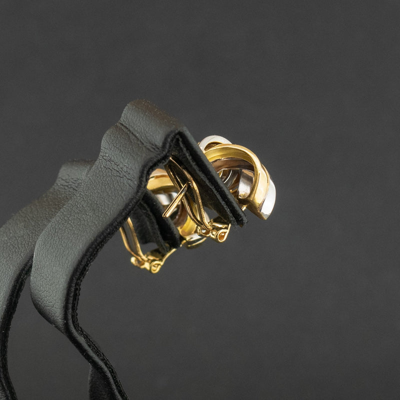 18ct Yellow & White Gold Clip On Stud Earrings 4.9g