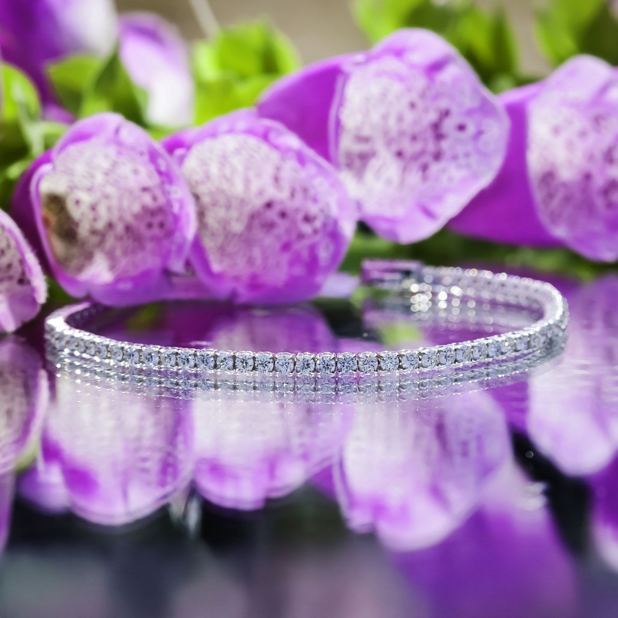 18Ct White Gold Round Lab Created 3ct Diamond Tennis 7" Bracelet
