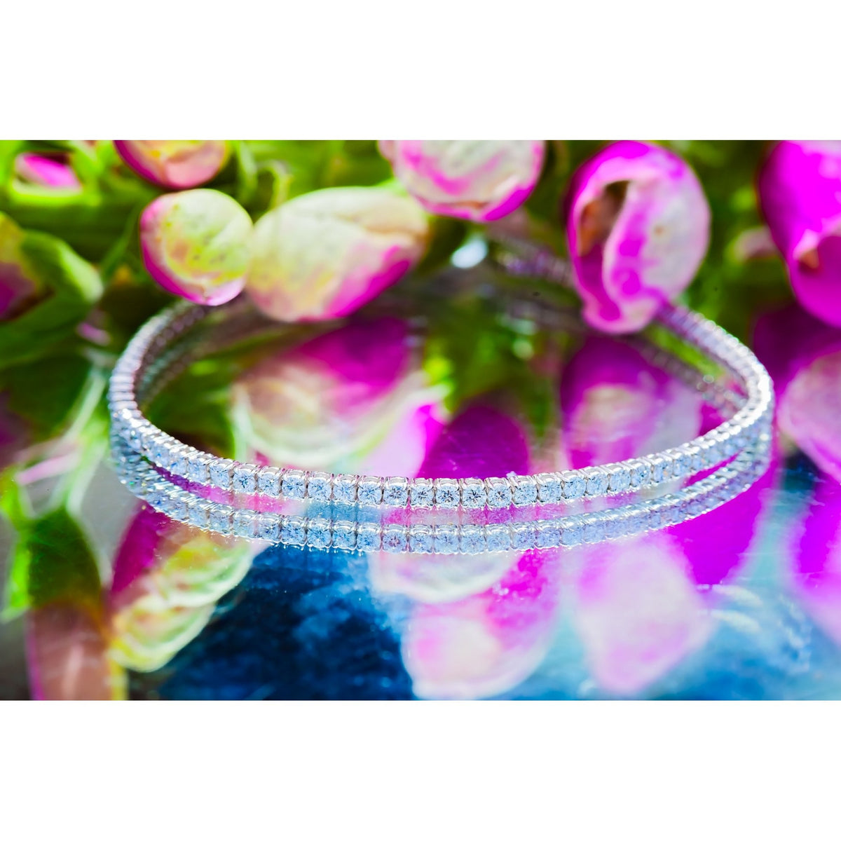 18Ct White Gold Round Lab Created 3ct Diamond Tennis 7" Bracelet