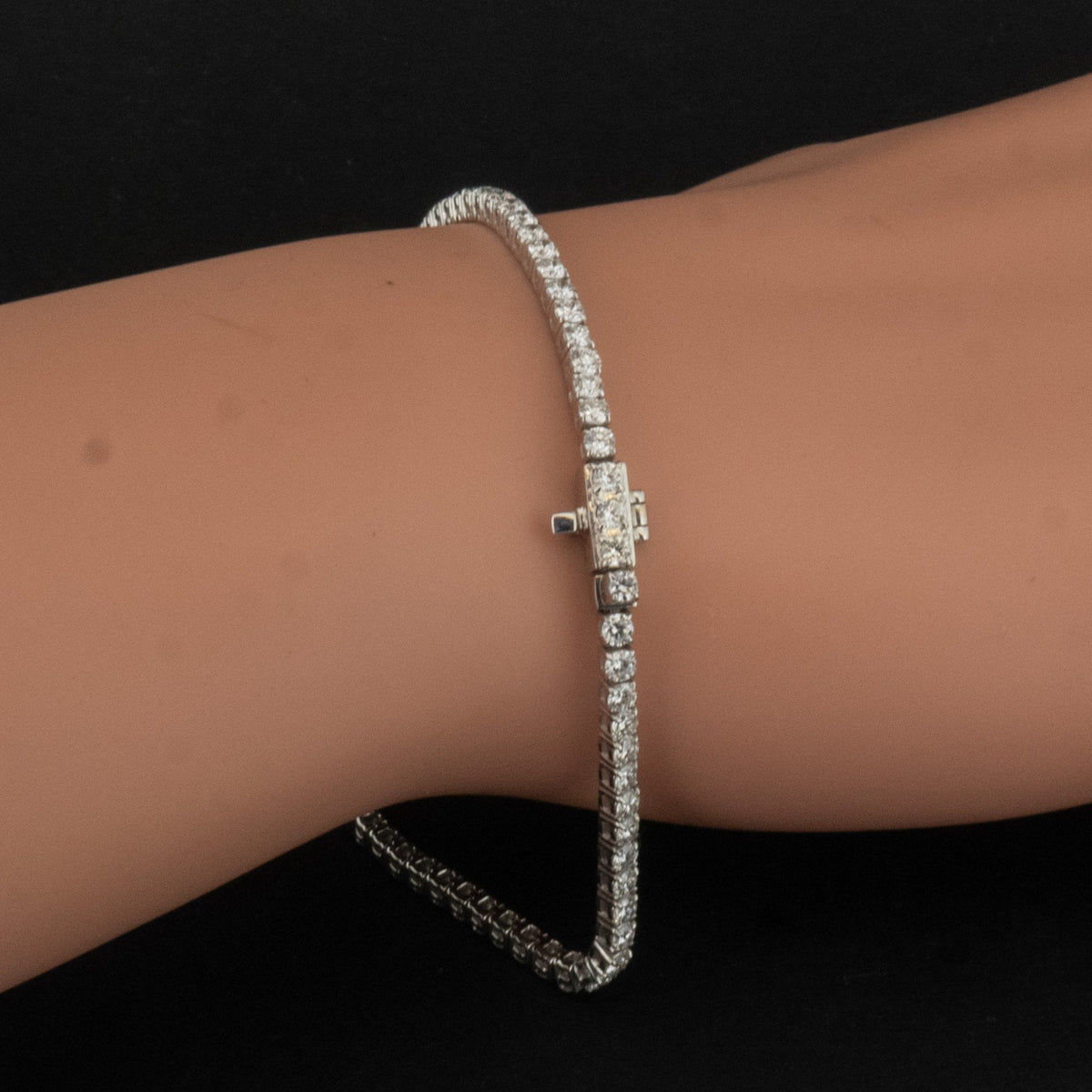 18Ct White Gold Round Lab Created 3ct Diamond Tennis 7" Bracelet