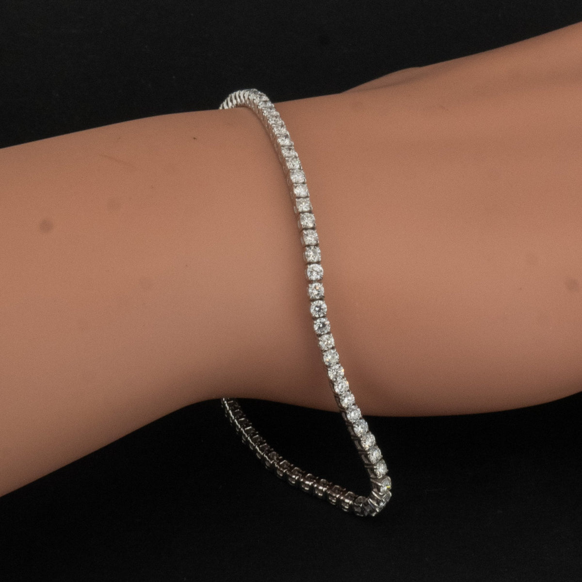 18Ct White Gold Round Lab Created 3ct Diamond Tennis 7" Bracelet