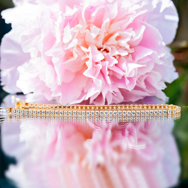 18Ct Yellow Gold Round Lab Created 3ct Diamond Tennis 7" Bracelet