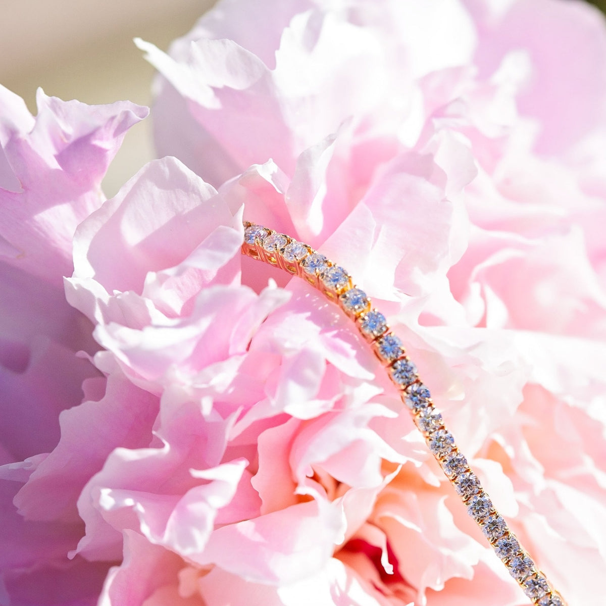 18Ct Yellow Gold Round Lab Created 3ct Diamond Tennis 7" Bracelet