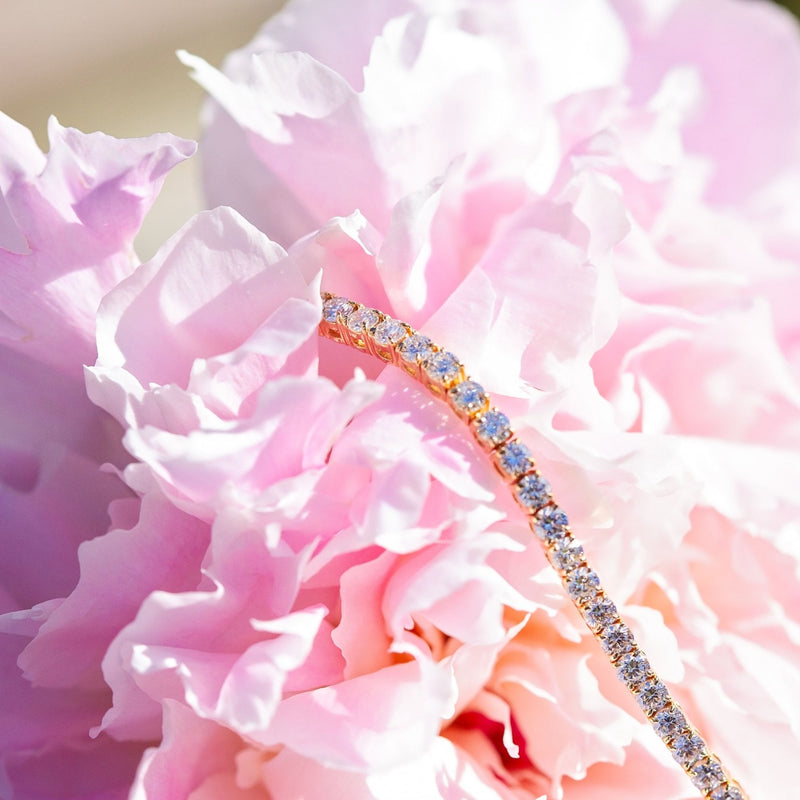 18Ct Yellow Gold Round Lab Created 3ct Diamond Tennis 7" Bracelet