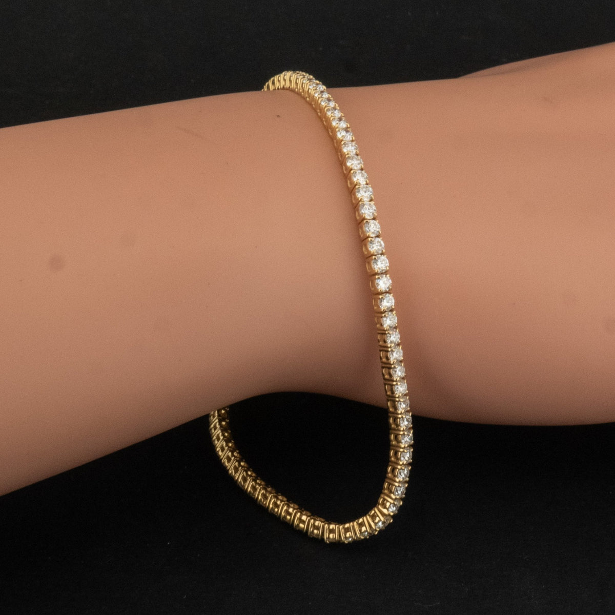18Ct Yellow Gold Round Lab Created 3ct Diamond Tennis 7" Bracelet