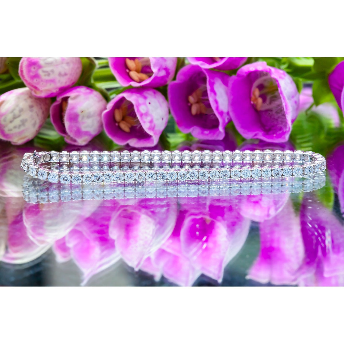 18Ct White Gold Round Lab Created 5ct Diamond Tennis 7" Bracelet