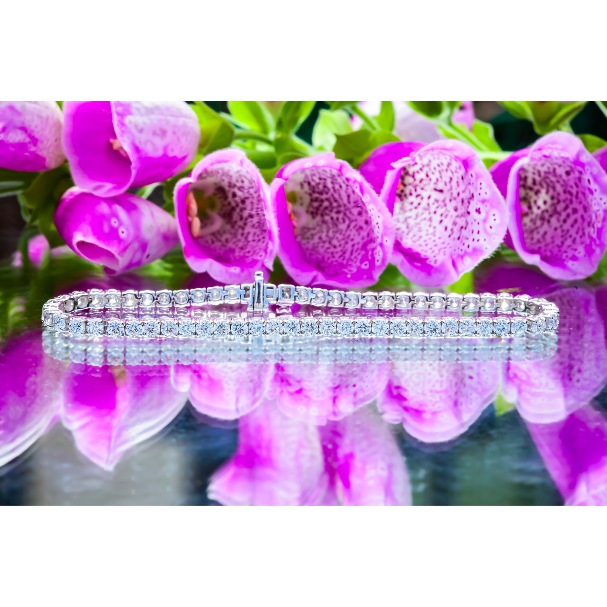 18Ct White Gold Round Lab Created 5ct Diamond Tennis 7" Bracelet