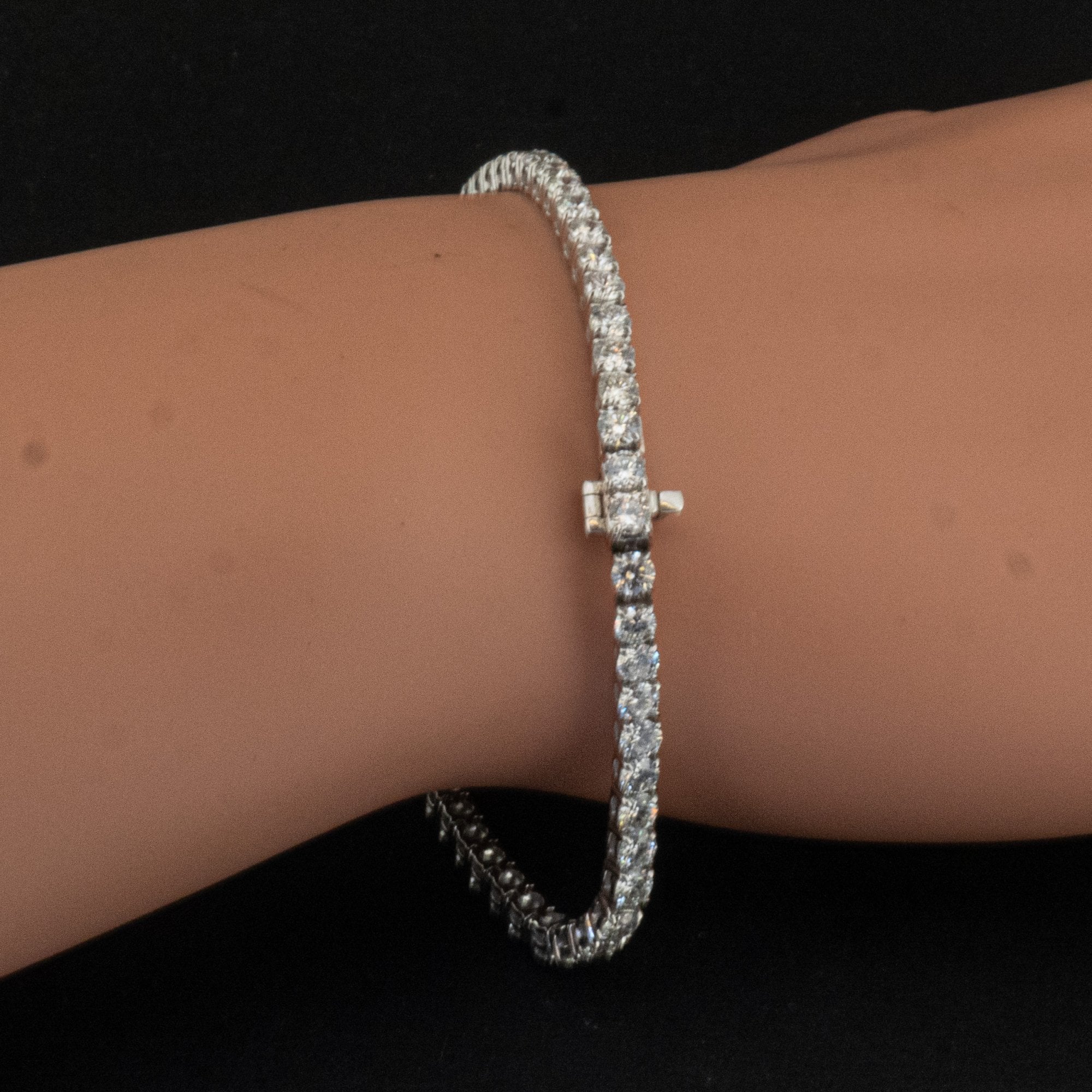 18Ct White Gold Round Lab Created 5ct Diamond Tennis 7" Bracelet