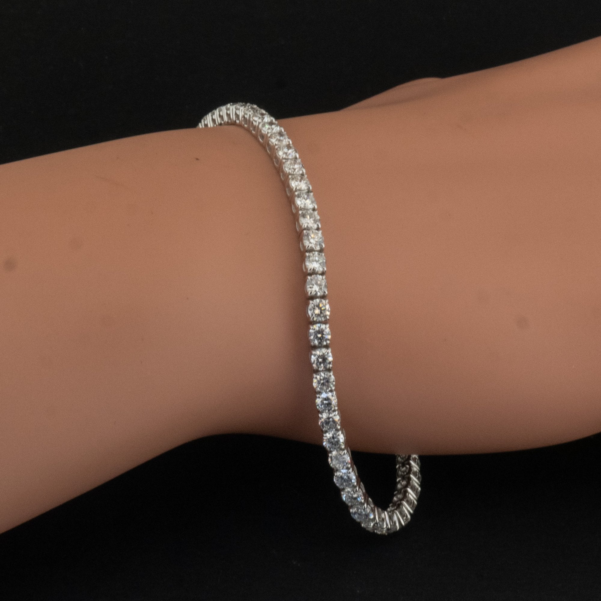 18Ct White Gold Round Lab Created 5ct Diamond Tennis 7" Bracelet